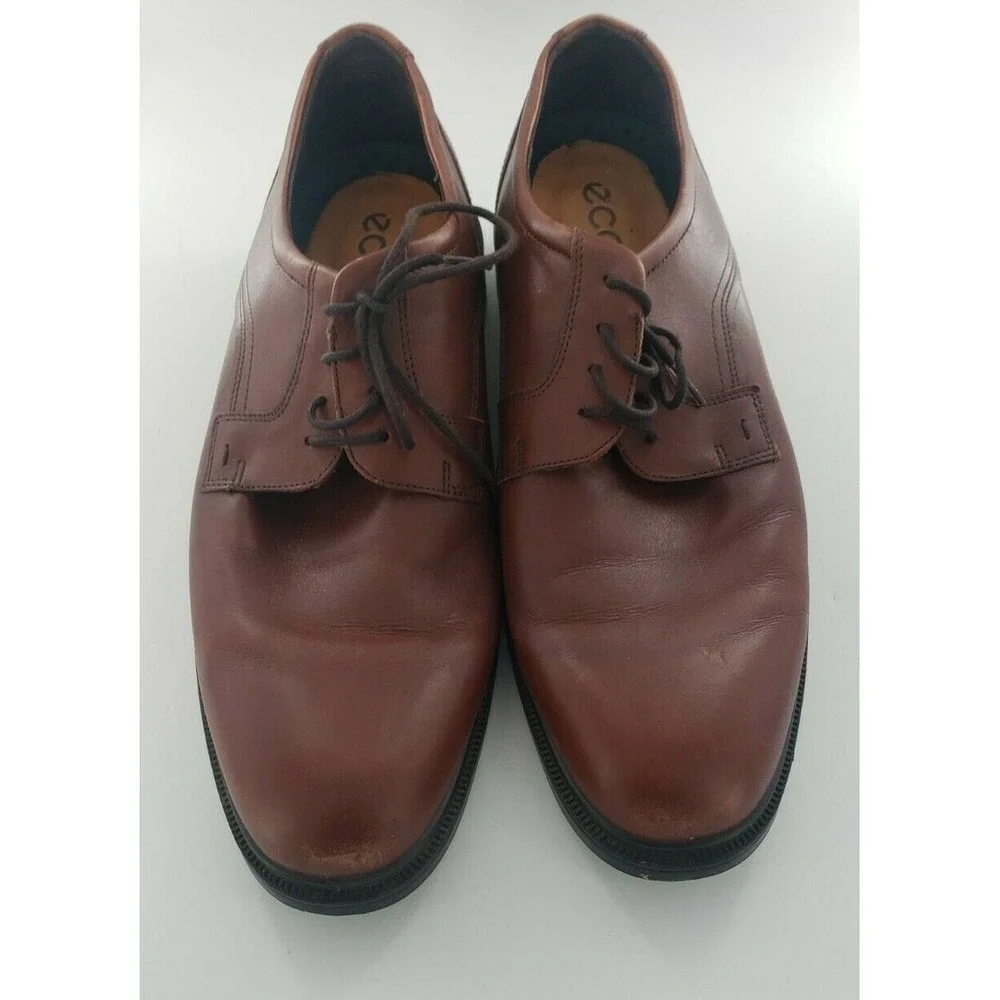 Ecco Men's Brown Leather Lace Up Oxfords Shoes Size EUR 47/ US 13
